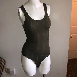 Olive green boohoo body suit
